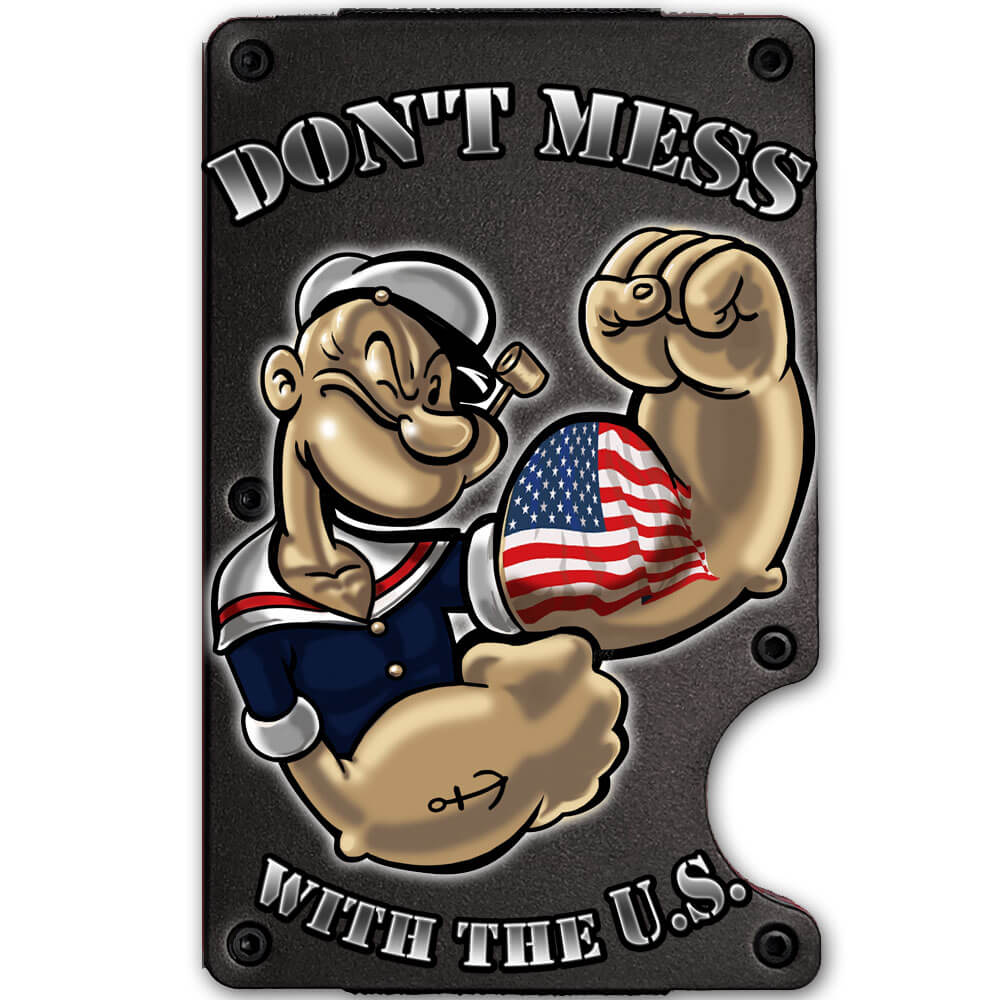 Popeye the Sailor Don't Mess with the U.S. Metal-Plate Cardholder Veteran Men's Wallet - Image 8
