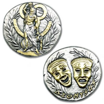 Dionysus Greek god of Wine, winemaking, Orchards, Vegetation, Festivity, Theater, and Religious ecstasy Ancient Collectible Coin
