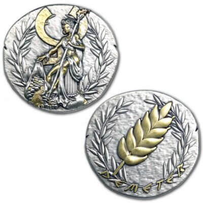 Demeter Greek Goddess of Agriculture, Harvest, and the Fertility of the Earth Ancient Collectible Coin