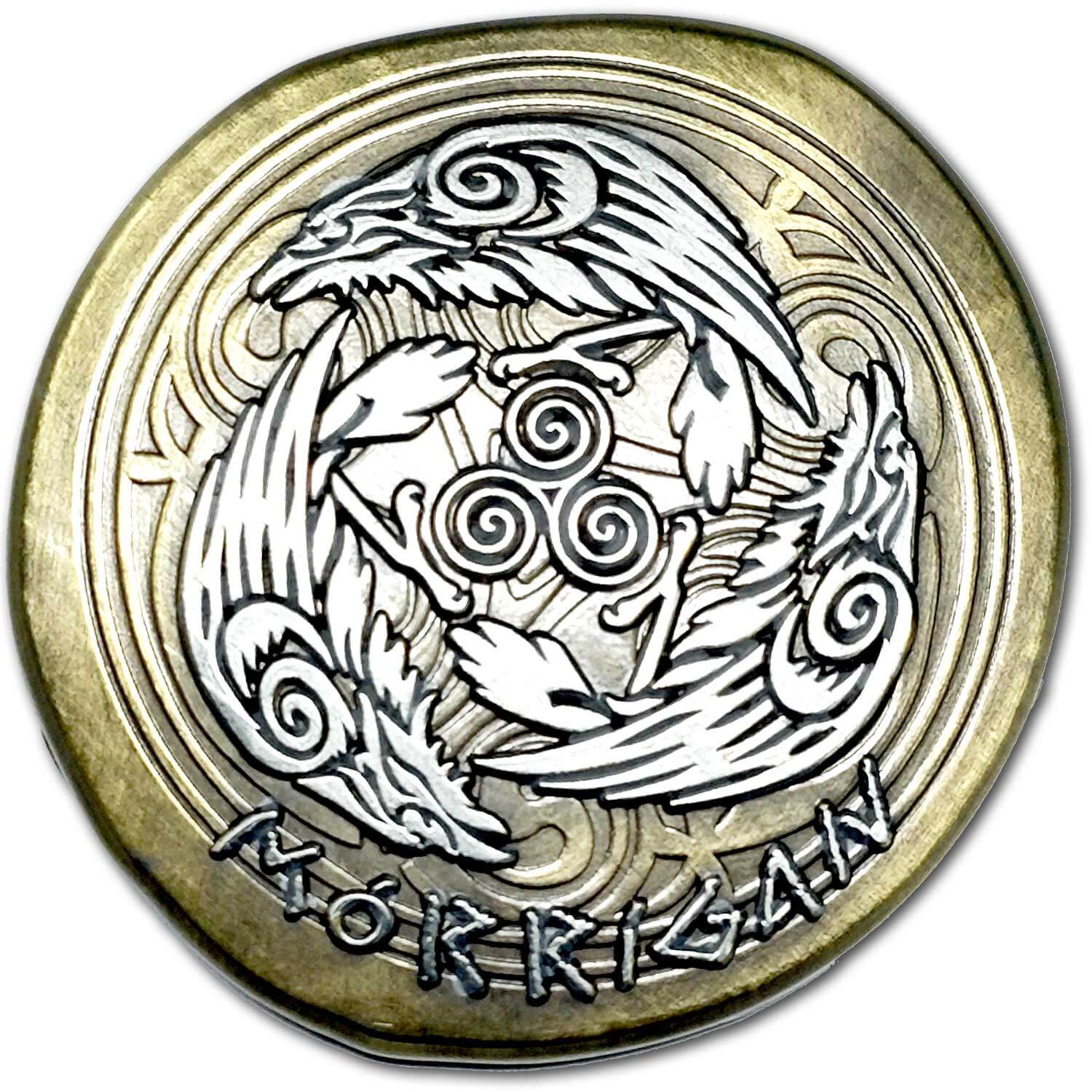 Morrigan Celtic Goddess of War and Fate, with Foretelling Doom, Death, or Victory in Battle Ancient Rainbow Cup Collectible Coin